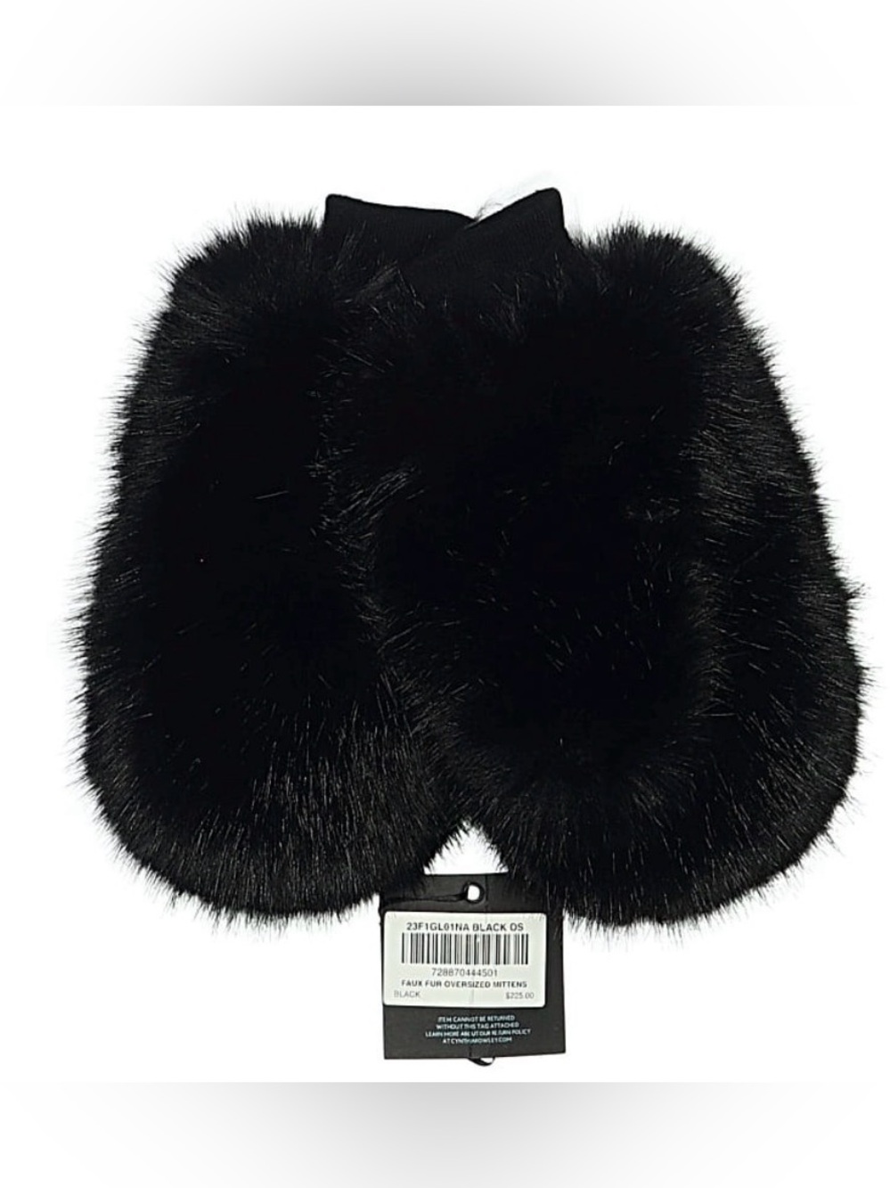 Cynthia Rowley Black Faux Fur Oversized Mittens